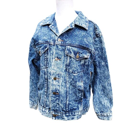 Vintage FIRST Brand Acid Wash Denim Jean Jacket Sz Large 80s 1980s 90s Rad - Picture 6 of 11